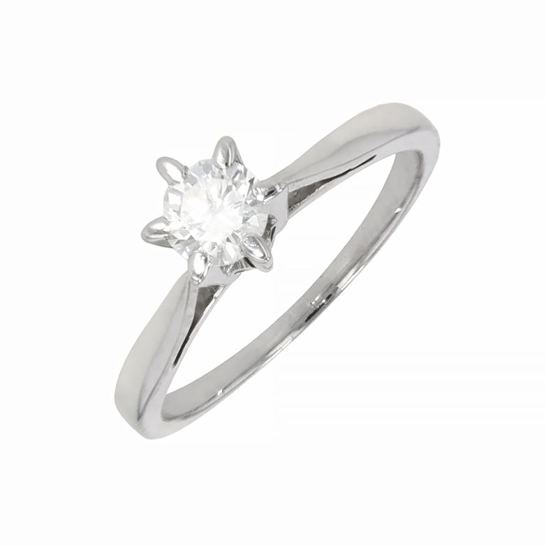 Solitaire diamant 0.40 carat or blanc 2.95g Comme neuf -  reconditionné disponible sur Gemme Les Bijoux